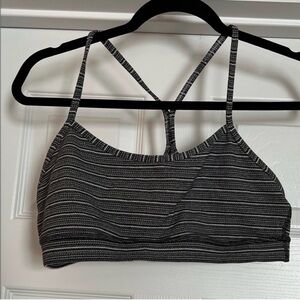 Lululemon Athletica Black and Gray Striped Sports Bra